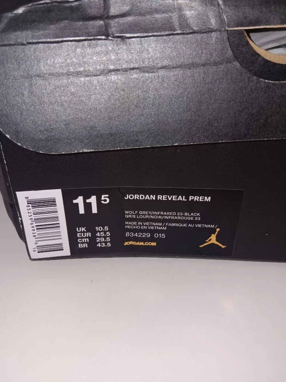 Jordan Reveal Premium Wolf Grey Infrared 23 Black 834229-015 Men's Size 11.5